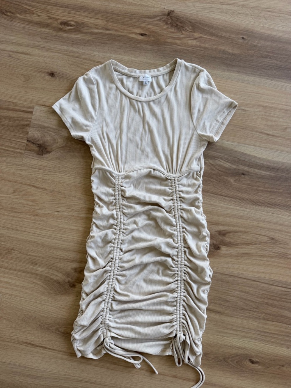 Le Lis Cream Ruched Short Sleeve Mini Dress
